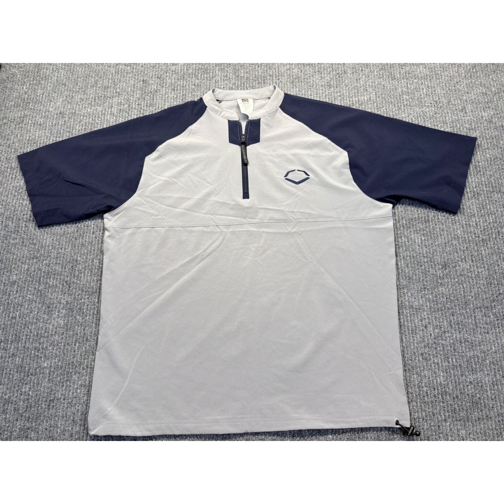 EvoShield Mens Short Sleeve Quarter Zip Baseball Batting Jacket Grey Navy Small